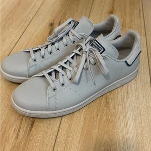 Adidas Gray Men's Stan Smith Sneaker Minimalist Design Perforated Stripes